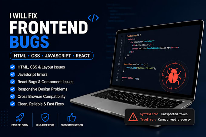 fix HTML CSS javascript and react bugs