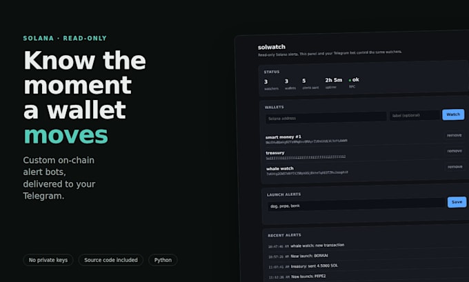 build a custom solana wallet tracker and telegram alert bot