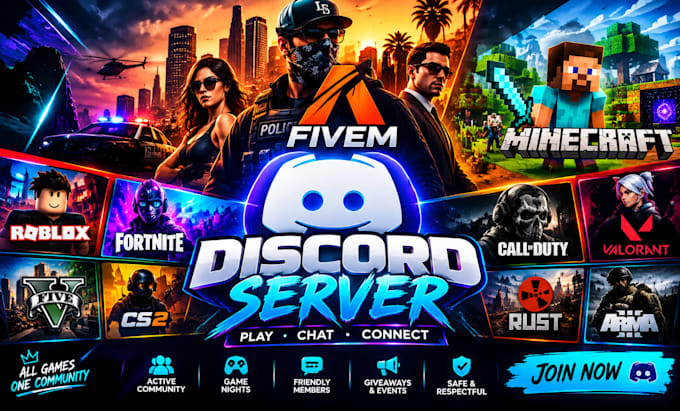 fivem discord promotion, minecraft server, rust, dayz discord server promotion