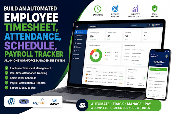build an automated employee timesheet, attendance, schedule, payroll tracker