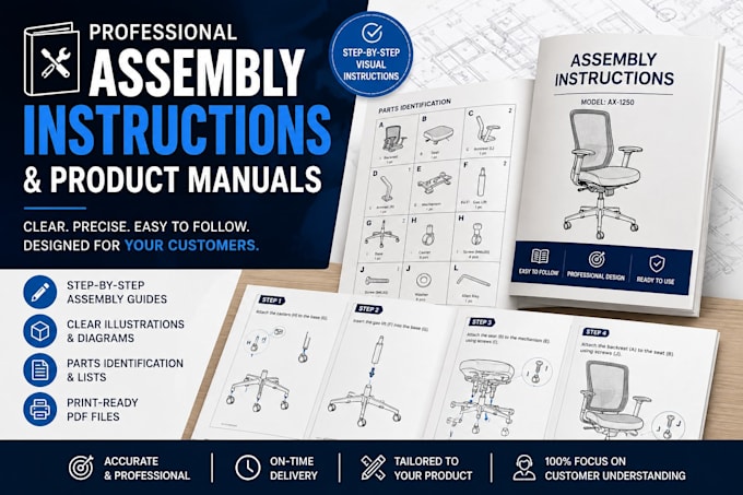 create professional assembly instructions and product manuals