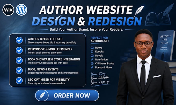 design author website, book author website, ebook website, author landing