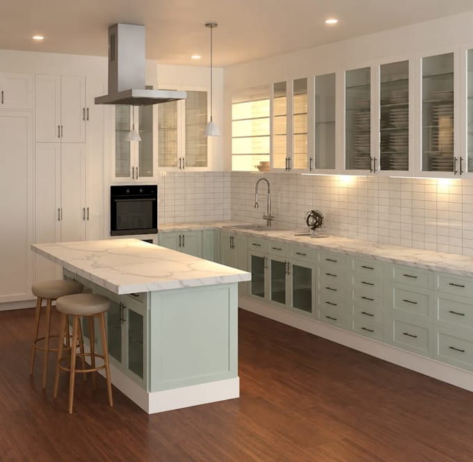 design custom kitchen, wardrobe and interior cabinetry with 3d renders