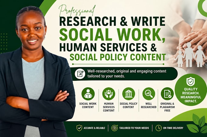 research and write social work, human services and social policy content