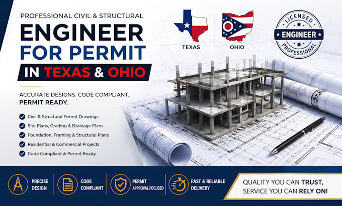 do civil and structural engineer for permit in ohio and texas