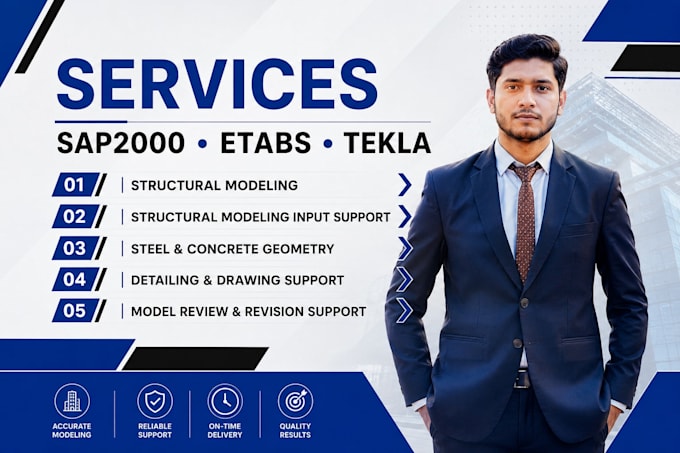provide sap2000 etabs tekla modeling for concrete steel and wood
