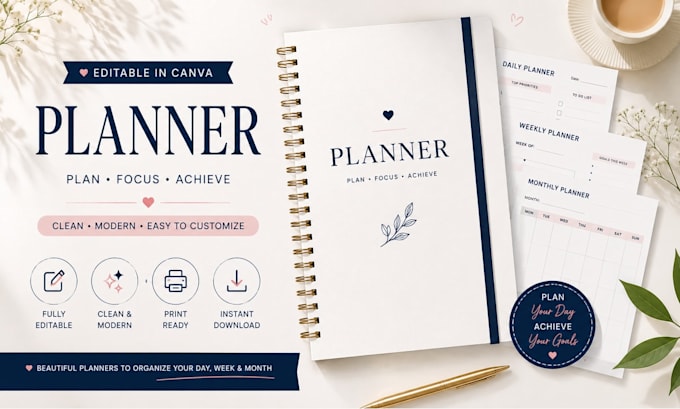idesign an editable canva planner