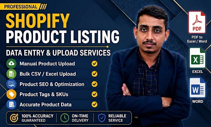 do shopify product listing and ecommerce product upload