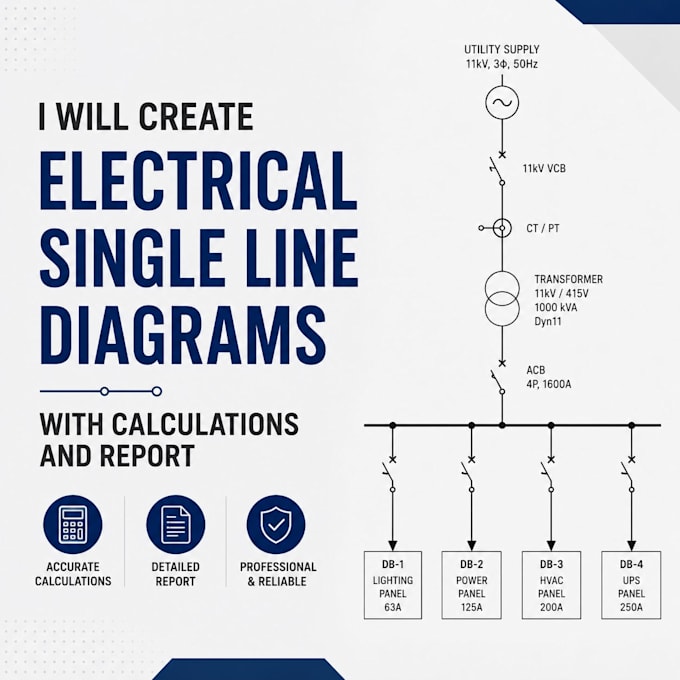 create electrical single line diagrams, calculations, report