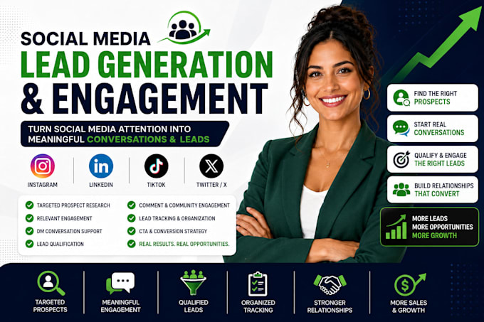 generate leads and manage engagement on tiktok, instagram, x twitter