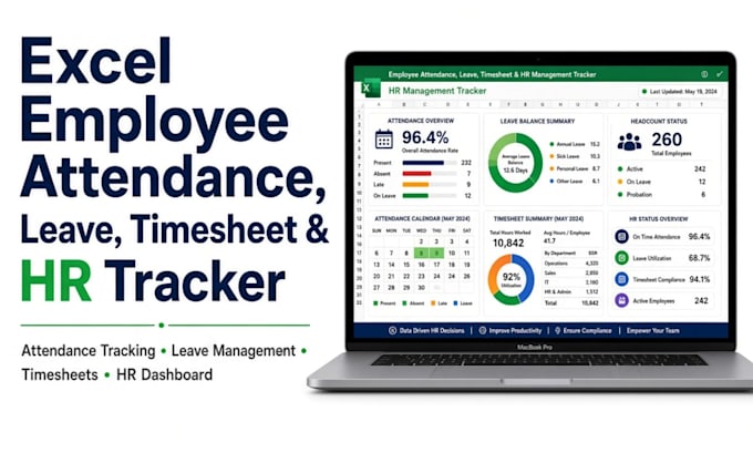 create excel employee attendance, leave, timesheet and HR management tracker