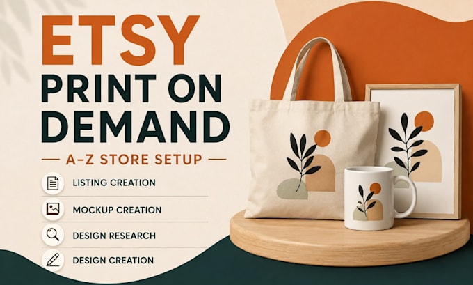 do etsy pod store setup, etsy digital store design, SEO product listing