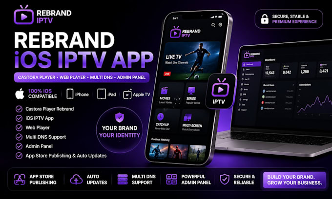 rebrand latest android iptv apps ios app and samsung tv with panel