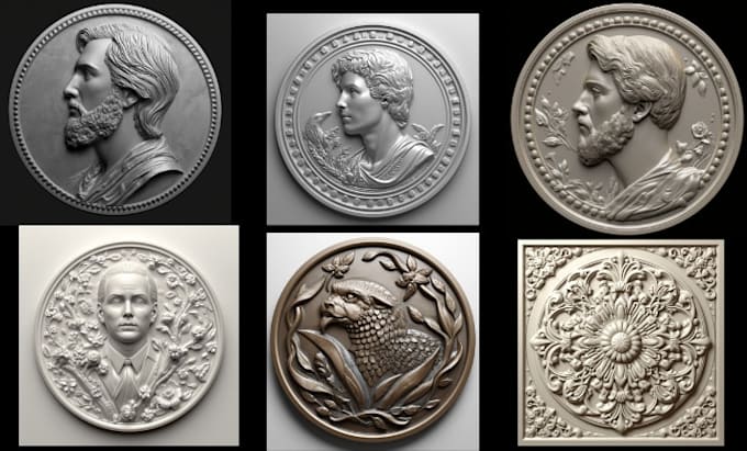 convert image to 3d bas relief sculpt 3d medalion bas relief model for cnc print