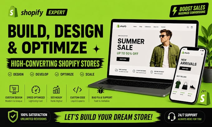 design shopify store, ecommerce website, dropshipping store, fix bugs, errors