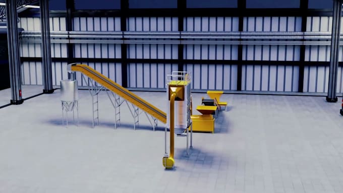 3d industrial animation, recycling plant simulation and engineering video