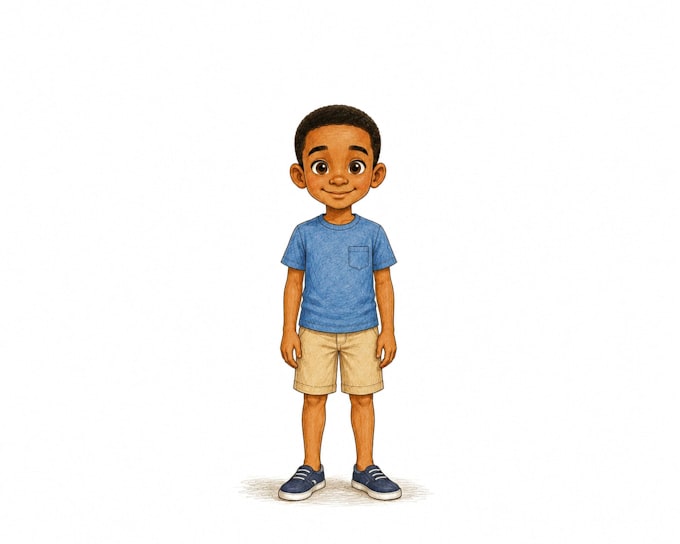 draw a character turnaround, model sheet, poses and expression sheet