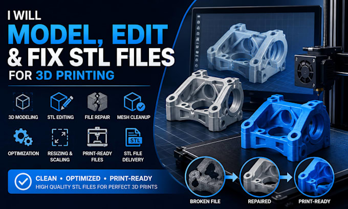 model, edit and fix stl files for 3d printing