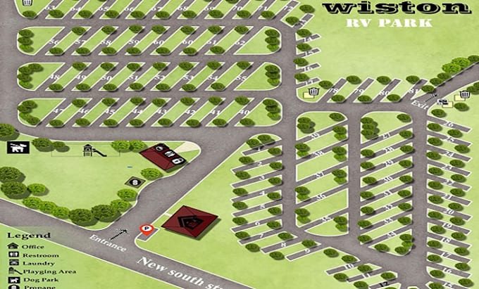 design custom rv parks, city maps, parking lots in vector illustrator