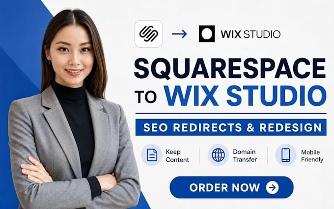 migrate squarespace to wix studio with seo redirects and redesign