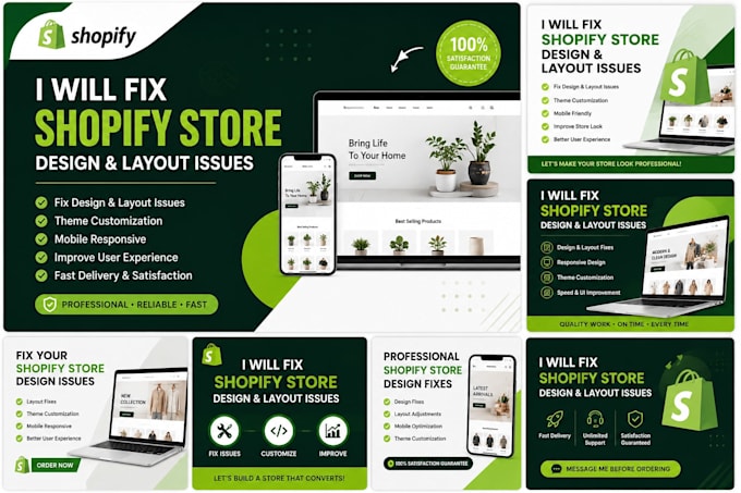 fix shopify store design and layout fix
