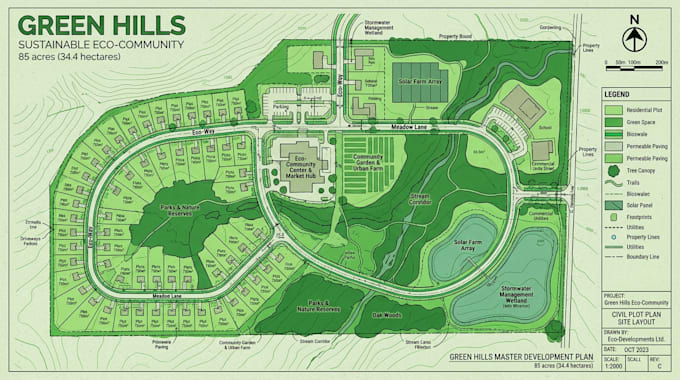 draw an autocad site plan, civil plot plan, and land development layout