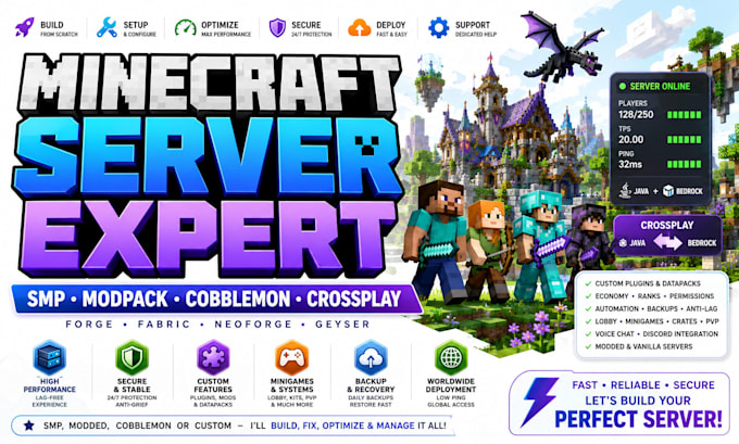 setup palworld server minecraft smp cobblemon geyser crossplay, modpack forge