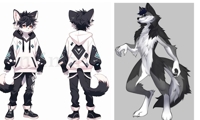 draw custom sfw furry art, fursona, and anthro reference sheets