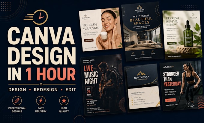 design or redesign your graphics in canva within 1 hour