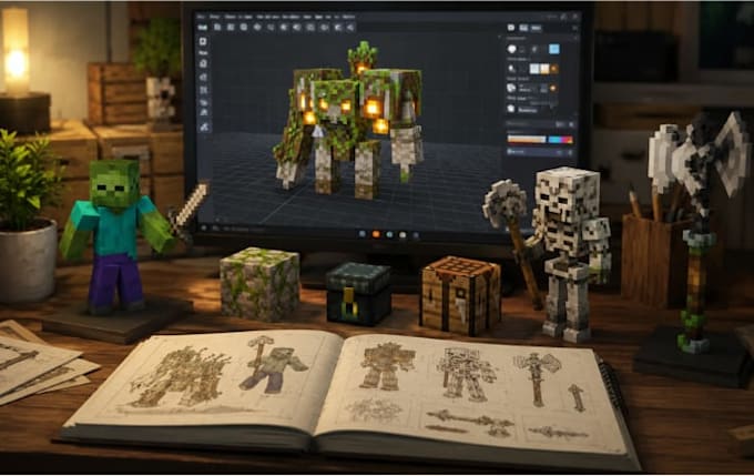 create custom minecraft blockbench models, mobs and items