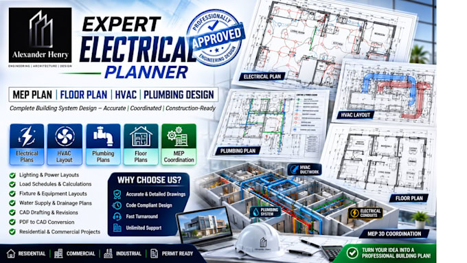 design electrical layout, load calculation, mep design and sld