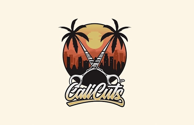 design california inspired barber shop logo