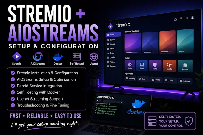 set up stremio and aiostreams, including self hosting