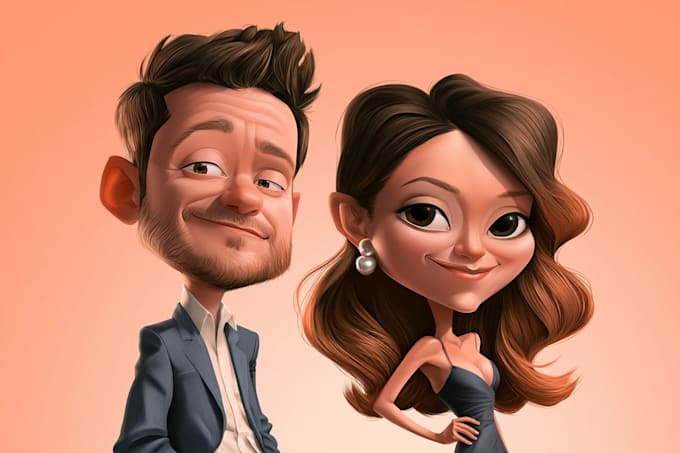 create professional caricatures for couples or wedding gift