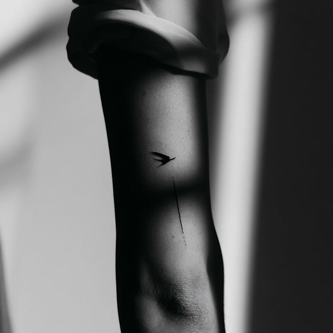 do floral and minimalist tattoo design