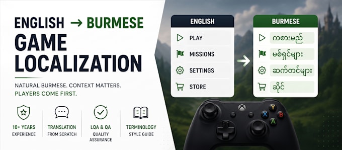 professionally localize your game from english to burmese