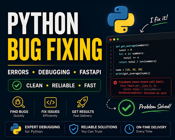 fix python bugs and errors in your code