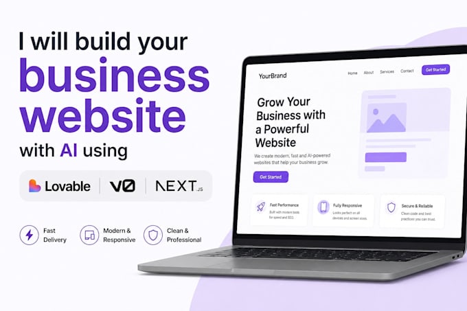build business website with ai using lovable v0 or next js