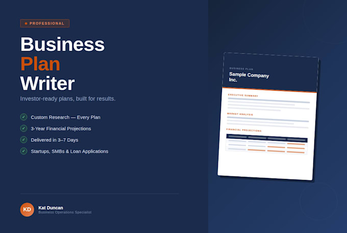 write a professional business plan