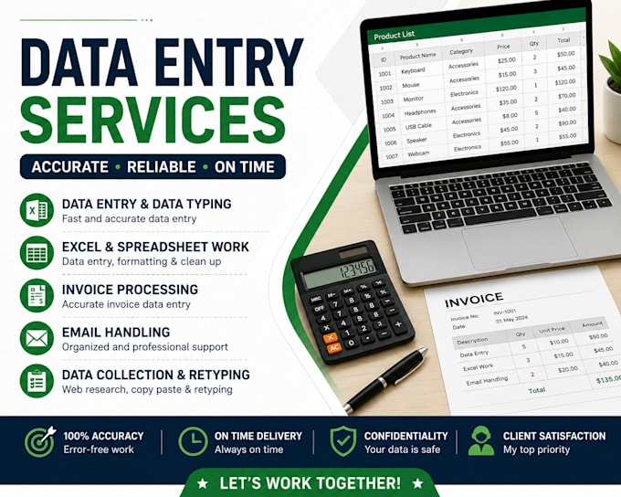 do data entry, email handling and invoice processing