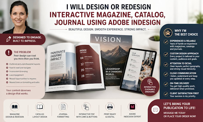 design or redesign interactive magazine, catalog, journal using adobe indesign