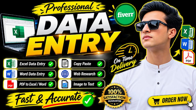 do fast and accurate data entry, excel and typing work