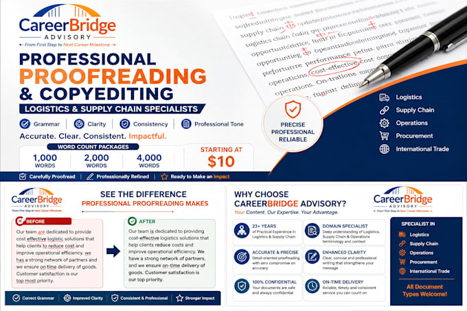 proofread logistics and supply chain documents