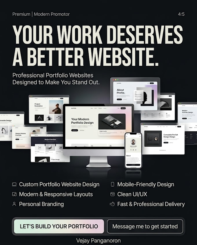 build and design your professional website portfolio