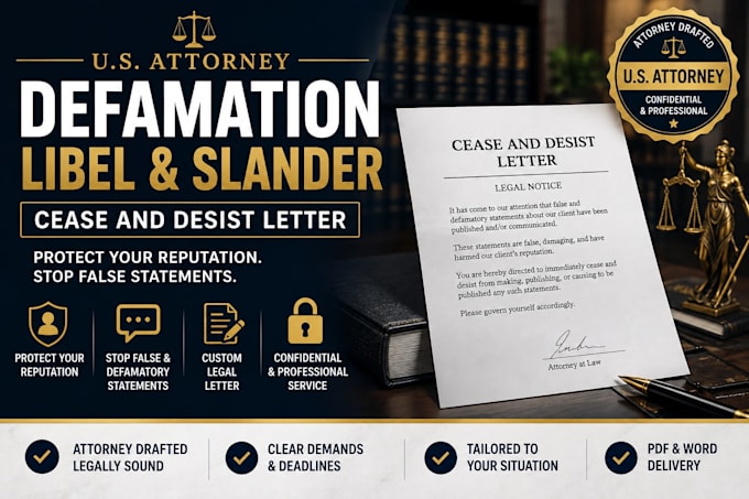 draft defamation, libel or slander cease and desist letter
