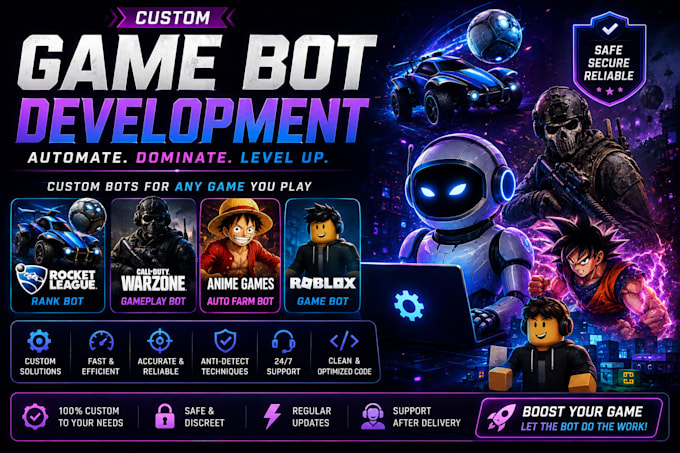 develop a custom video game bot, automation bot, roblox and anime game bot