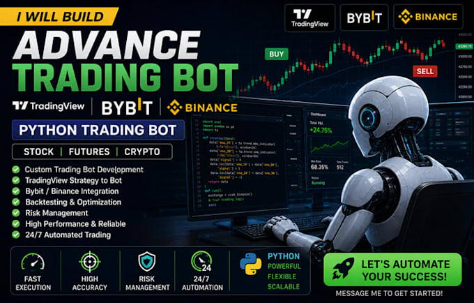 build advance trading bot tradingview bybit binance bot stock python trading bot