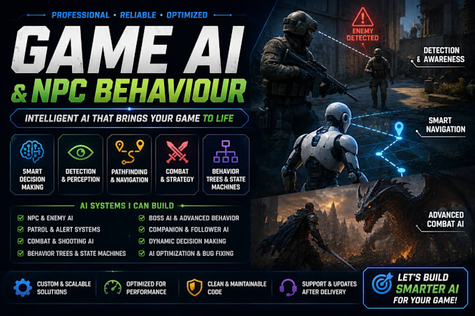 build game ai bots and npc behavior in unity and unreal engine