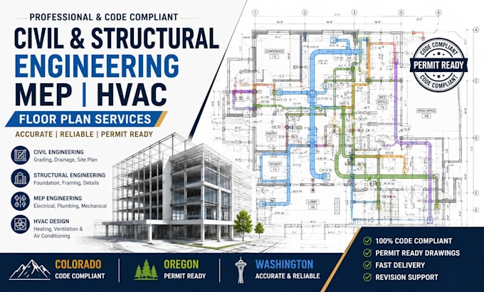 civil, structural engineering mep hvac floor plan in colorado oregon washington