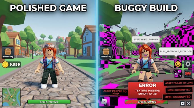 fix roblox game bugs, battleground game bug, simulator game debugging lua coding